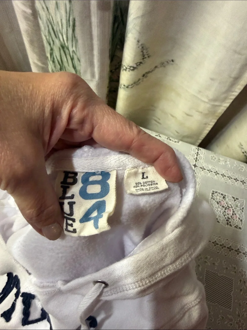 Blue 84 White Crewneck Hoodie with Navy 'NANTUCKET' Chest Lettering